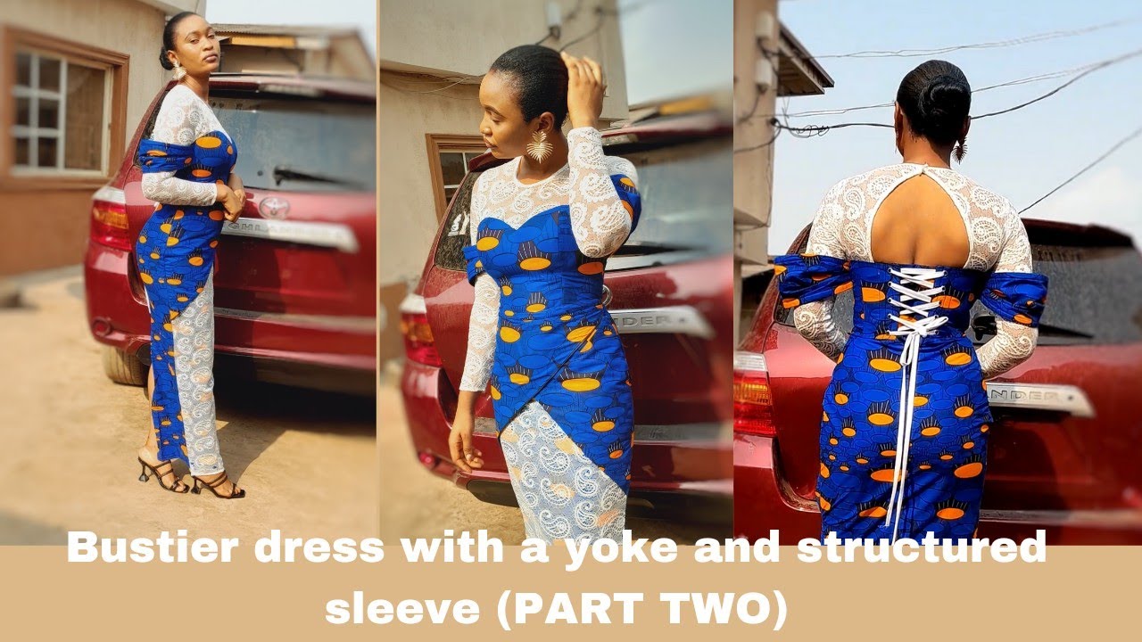 How to sew a bustier dress with a yoke, structured sleeve and modesty panel #bustierdress