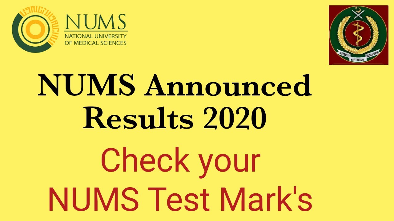 AMC announced NUMS Test 2020 RESULTS MBBS-BDS