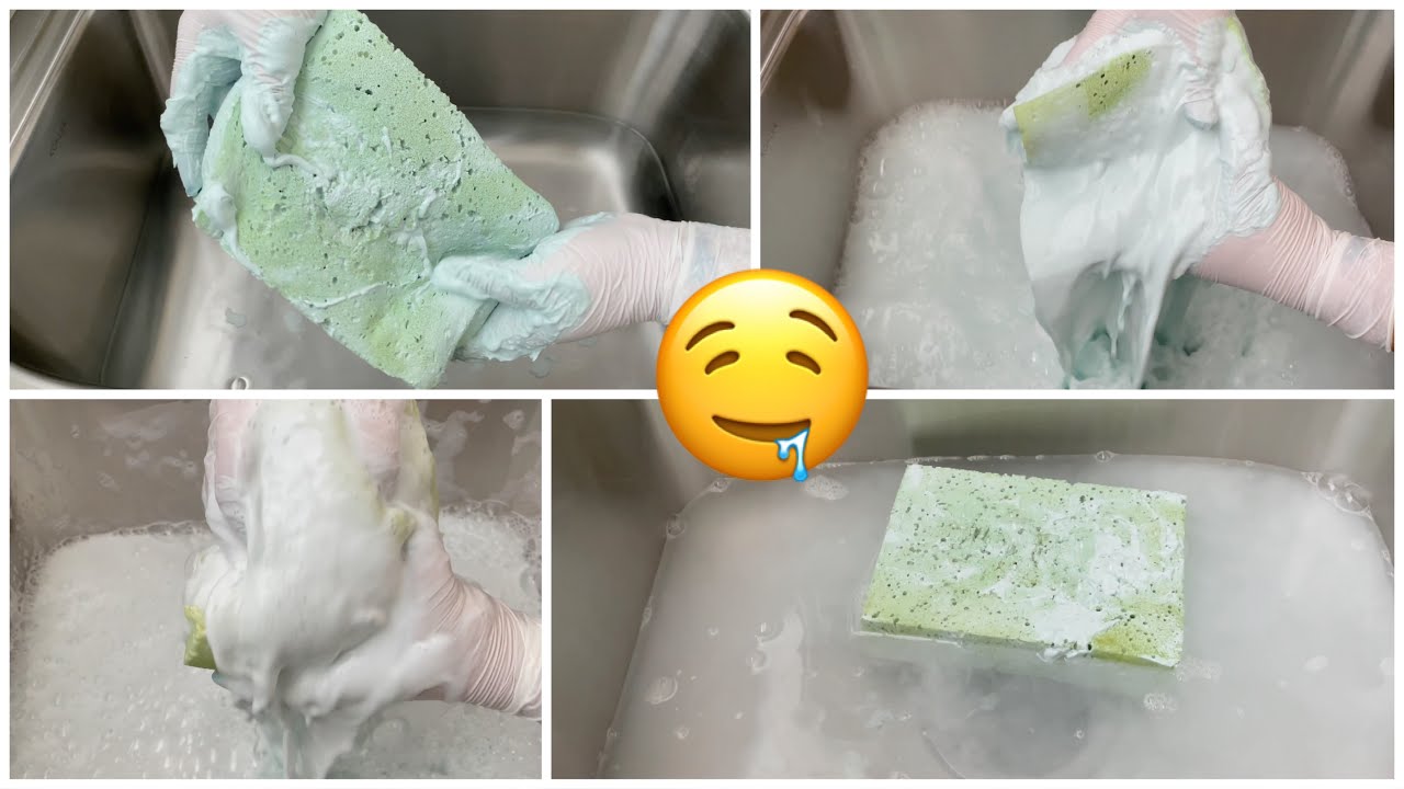 Asmr Paste Rinsing * RINSING MY FAV SPONGE EVER! 😱🙌🏼 This Sponge HOLDS so much Paste 🤍🤍🤤