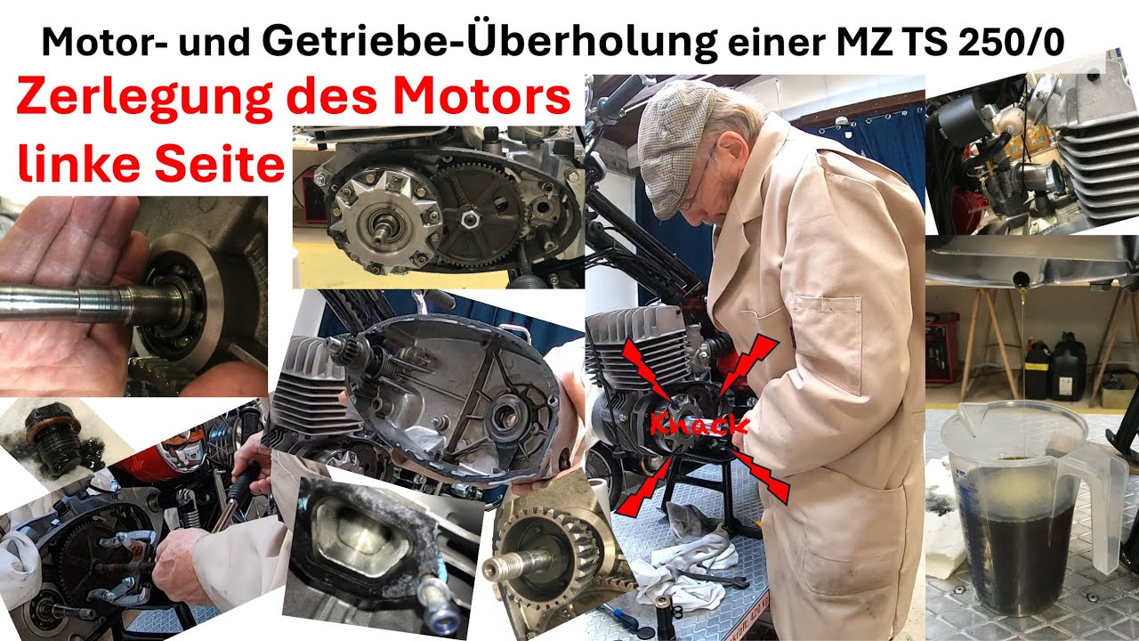 Motor- und Getriebe-Überholung einer MZ TS 250/0- Zerlegung des Motors, linke Seite (#4)