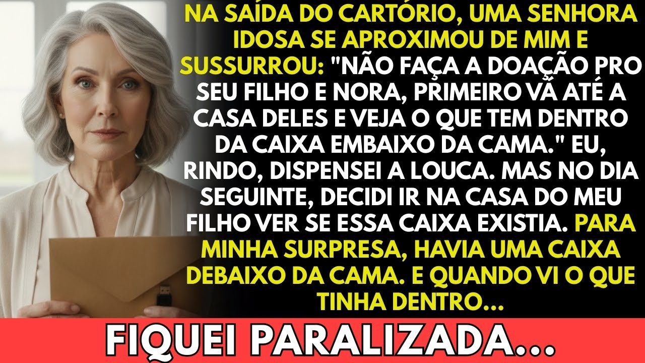 Na saída do cartório, uma idosa disse_ _Não doe nada ao seu filho antes de ver a caixa._ O que vi
