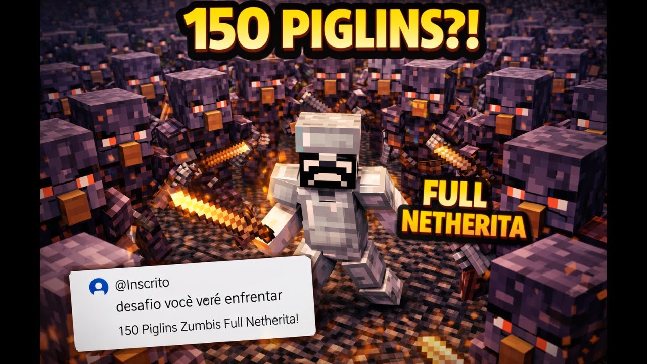 UM INSCRITO PEDIU… E EU ENFRENTEI 150 PIGLINS ZUMBIS DE NETHERITA! | MINECRAFT PC EP34