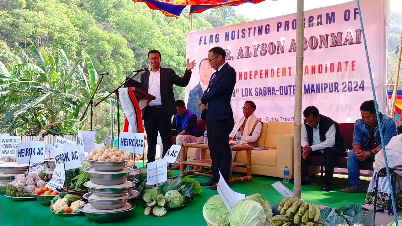 Flag hoisting ceremony of Dr.Alyson Abonmai// Intending MP candidate, outer Manipur.