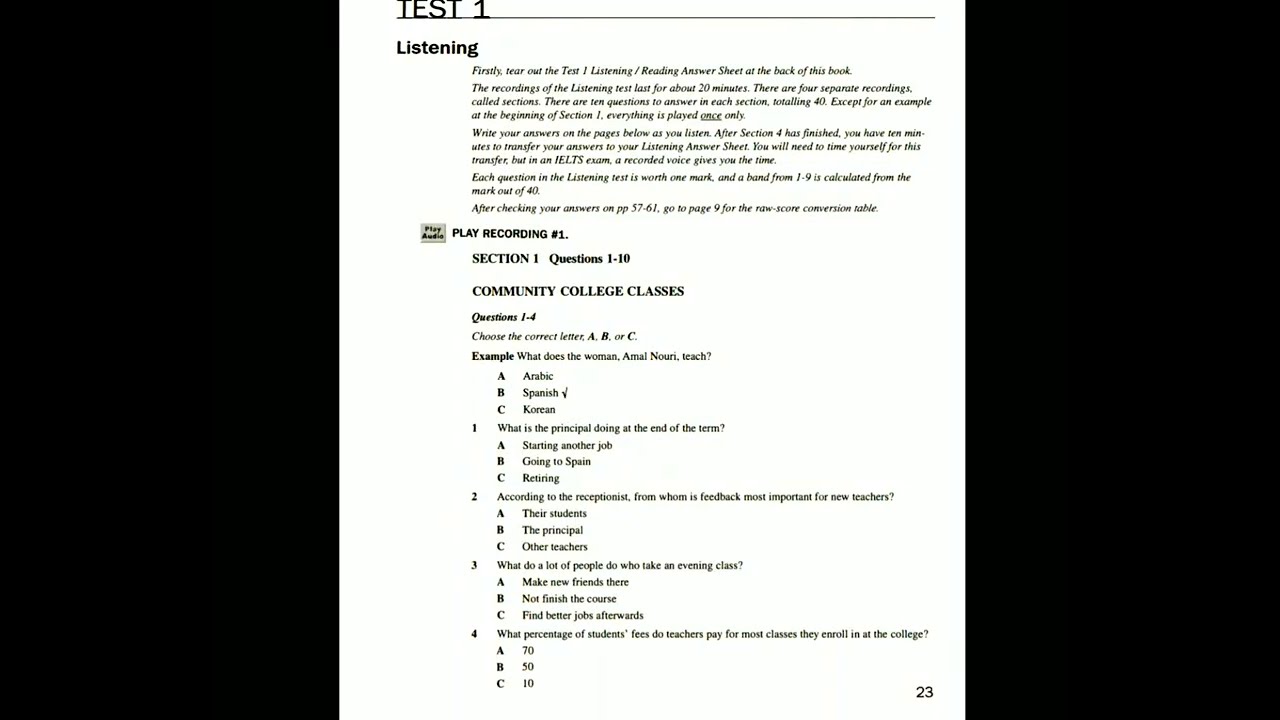 Community college classes//IELTS LISTENING TEST With Answers (2022) //#ielts #ieltslistening