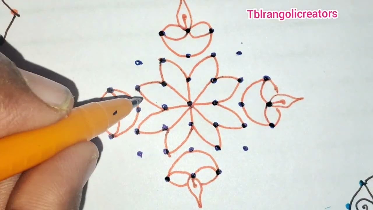 Easy simple rangoli design's for beginners 🌺8 different type rangoli design 🌺@tblrangolicreators 
