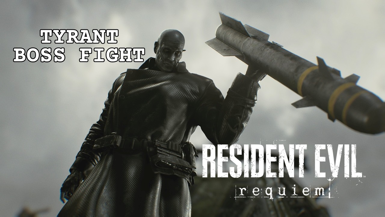 Tyrant on basketball court in Resident Evil Requiem