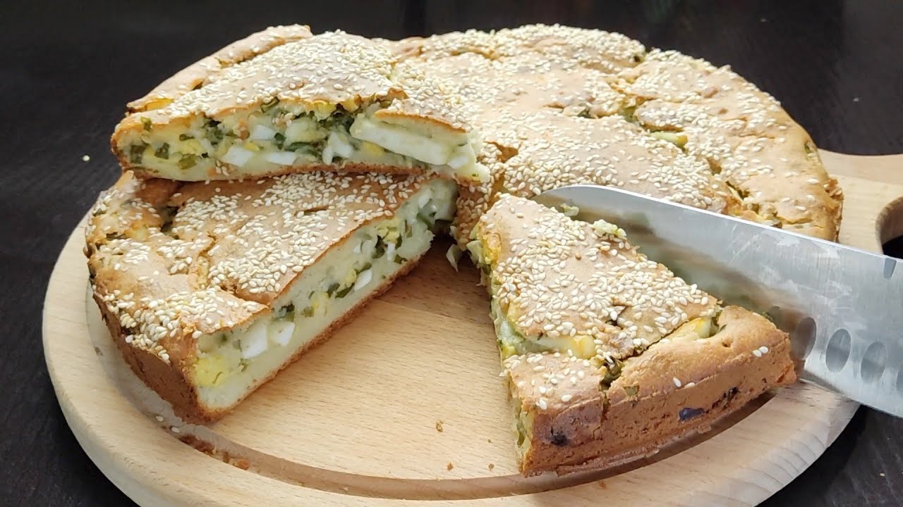 ВЕСЕННИЙ🌞ЗАЛИВНОЙ ПИРОГ С ЛУКОМ И ЯЙЦОМ!!!!