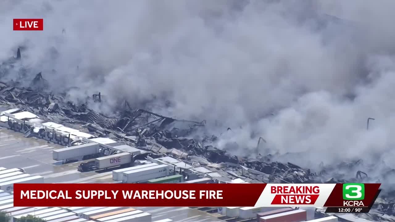 Tracy Medline warehouse fire rages | June 12 coverage at noon