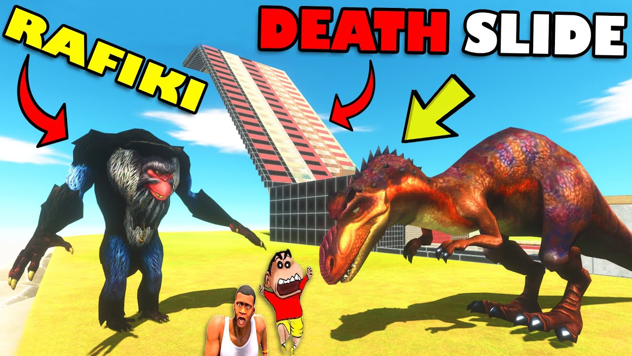 RAFIKI vs DRAGON DINO DEATH SLIDE SHINCHAN and CHOP in ANIMAL REVOLT BATTLE SIMULATOR Dinosaur Game