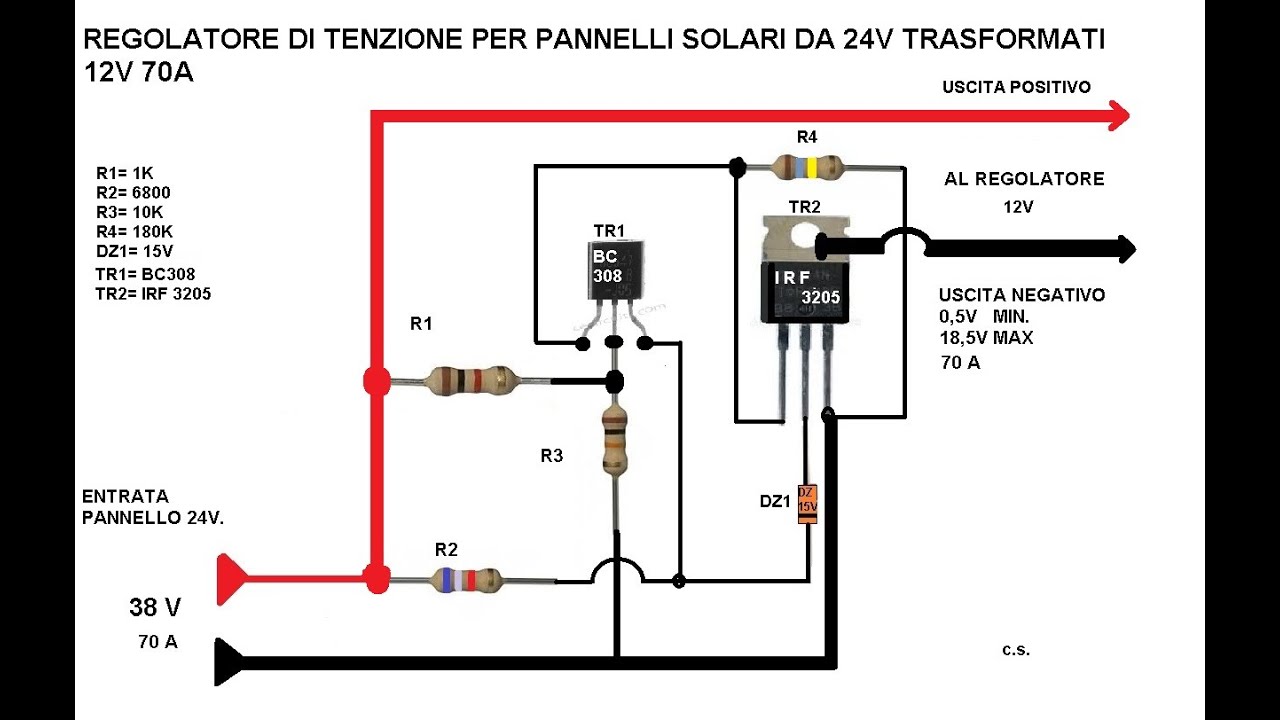 Regolatore di tensione per pannello solare 24v per installazione su impianto 12v