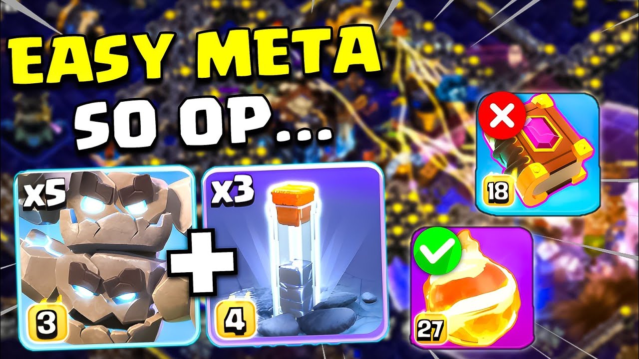 TH18 Meteor Golem + Totem Spell with Fireball for Legend Mode (Clash of Clans)