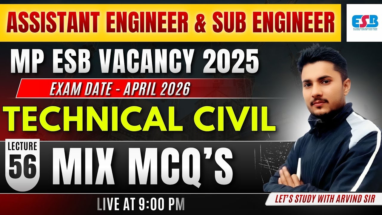 MP Sub Engineer  2026 | Technical Civil Mix Questions |  by Arvind Sir