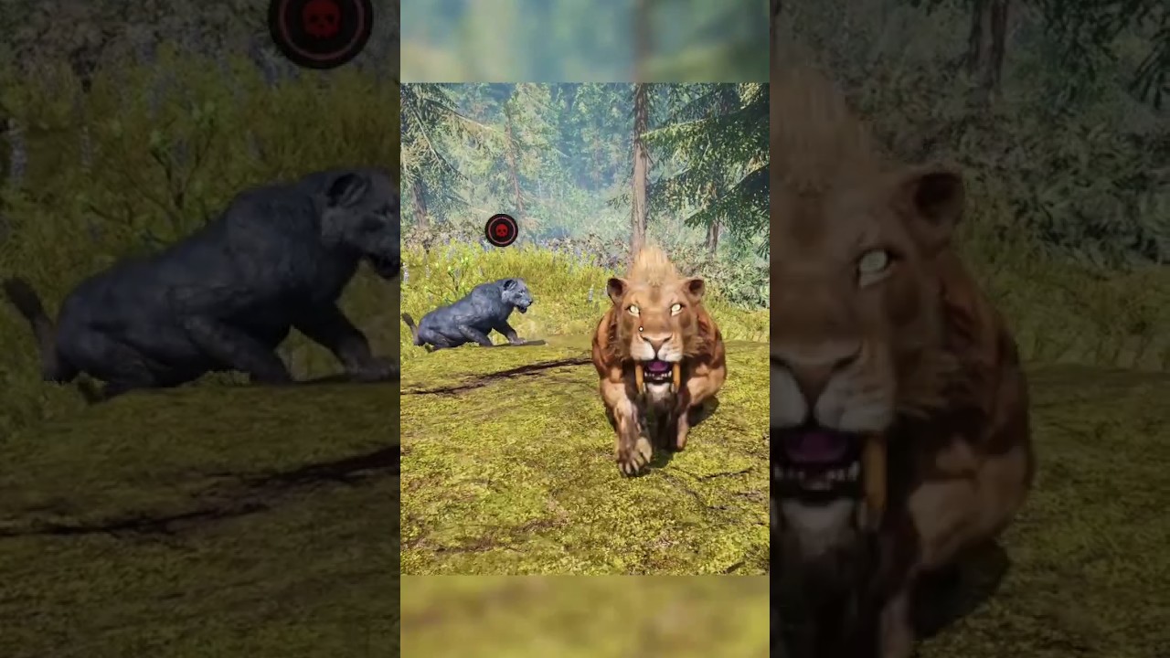 Rare Black Lion 🦁 VS Sabertooth Tiger | stone Age 🪨| far cry primal #shorts #gaming