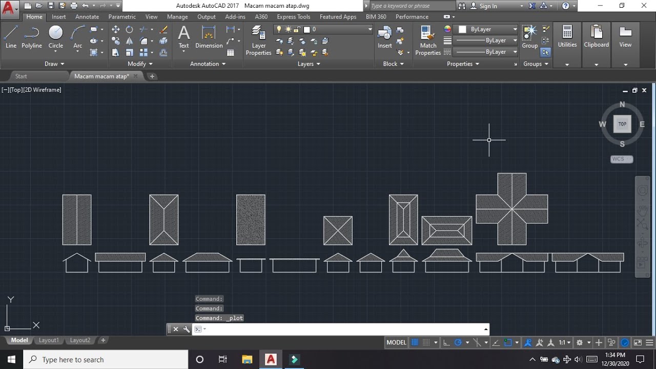 Macam-macam atap rumah tinggal dan cara menggambarnya di AutoCAD