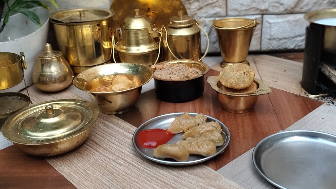 😱😱World's Smallest Maharaja Thali Desi Style minikitchen Miniature😱 #ASMRCooking #BrassUtensils 
