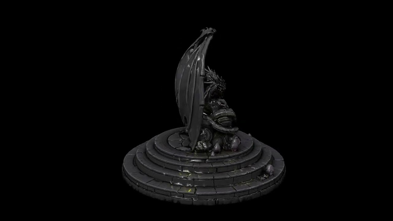 Low Poly Stylized Epic Dragon Throne   Dark Fantasy King Seat