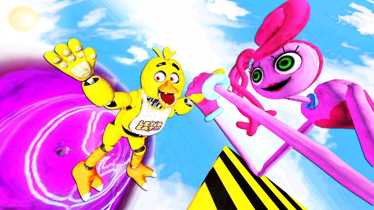FNAF Animatronics VS Mommy Long Legs: Ragdoll Falls — ИСПЫТАНИЕ ТЕЛЕПОРТАЦИИ! [GMOD]