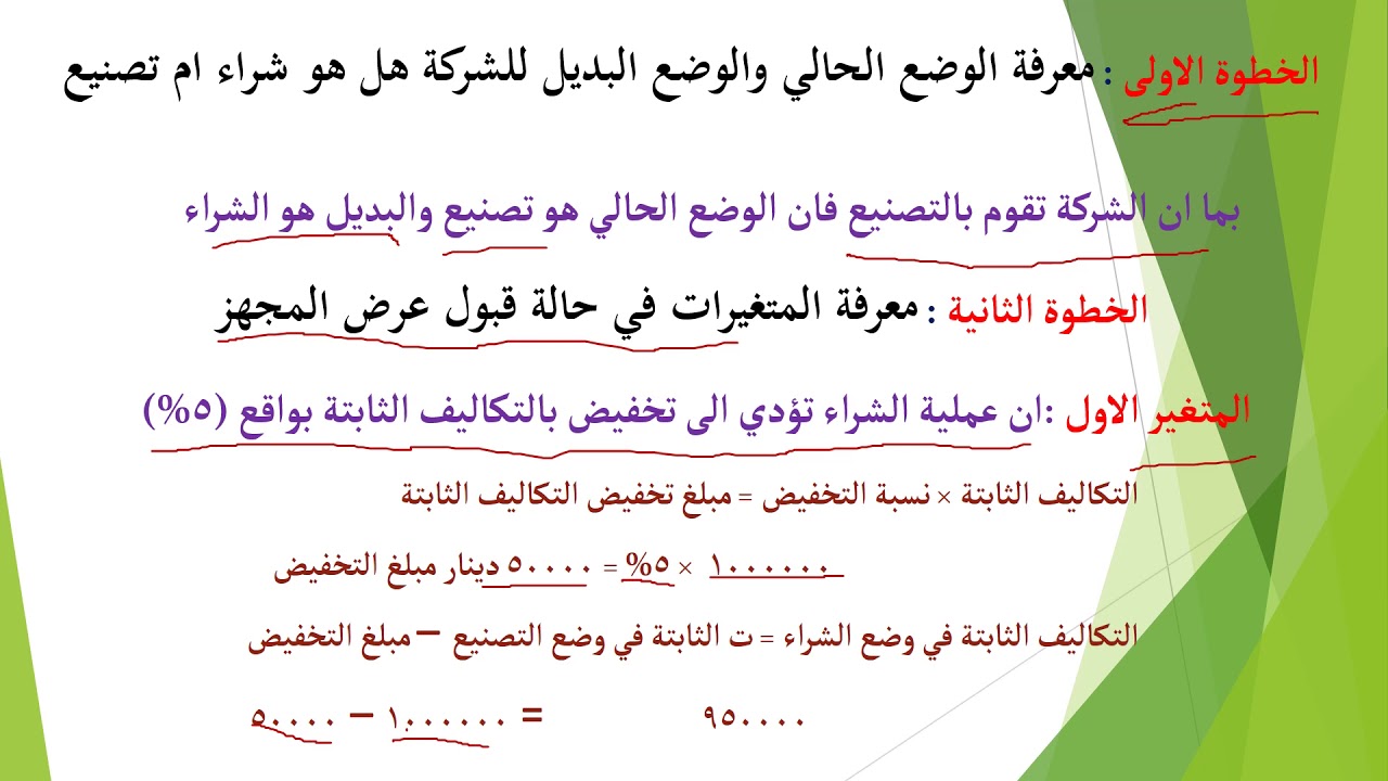 مثال قرار الشراء ام التصنيع