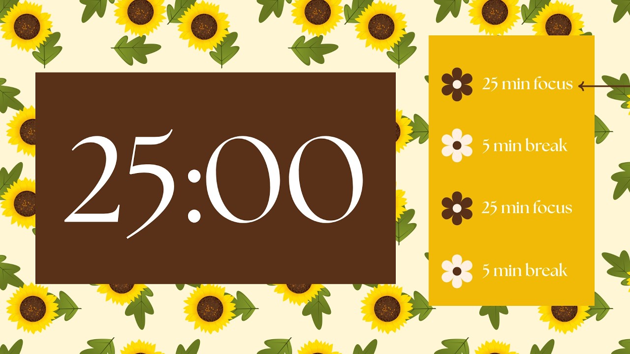 2x25 Pomodoro Timer 🌻 25/5 Study With Me | Sunflower Aesthetic | Focus Session + Break