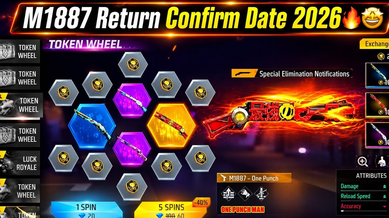 M1887 return Confirm Date💥🤯| tropical parrot m1887 return | next gun universal ring event free fire 