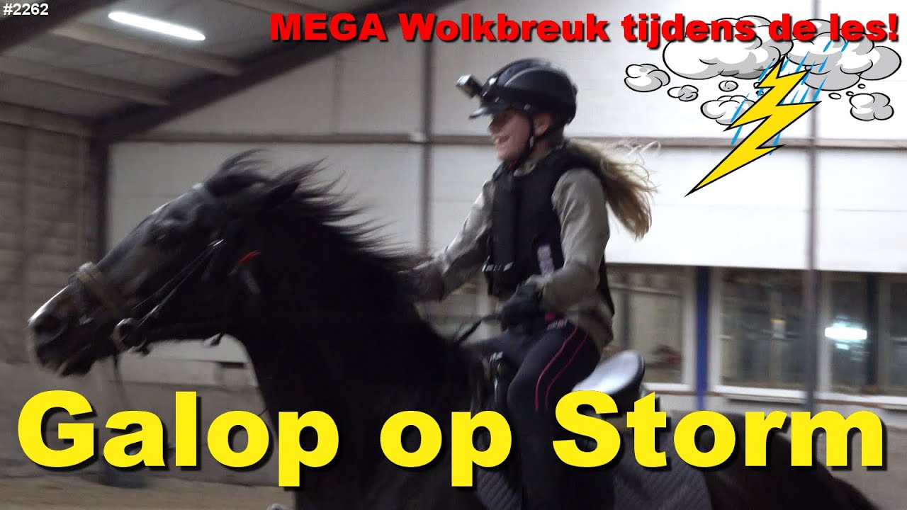 Tijdens PAARDRIJDEN op STORM een FLINKE WOLKBREUK met VEEL REGEN en KNALLEN van ONWEER #2262