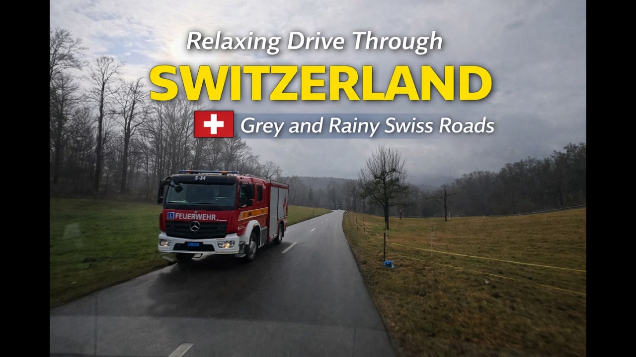 Relaxing Drive Through Switzerland 🇨🇭 | Grey and Rainy Swiss Roads [4K]
