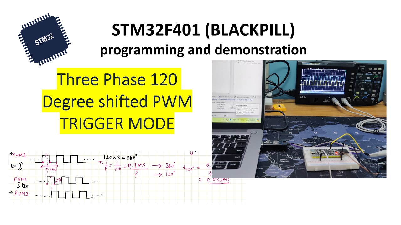 STM32 Blackpill || Three Phase PWM 120 shifted|| TRIGGER mode || cubeide || just for beginners :)