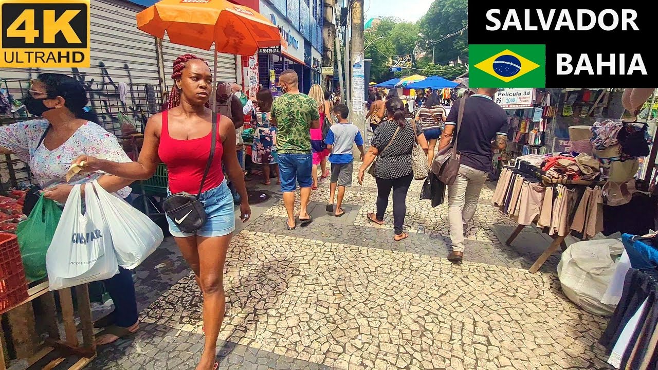 Salvador 4K walk in city center - real life in Bahia, Brazil