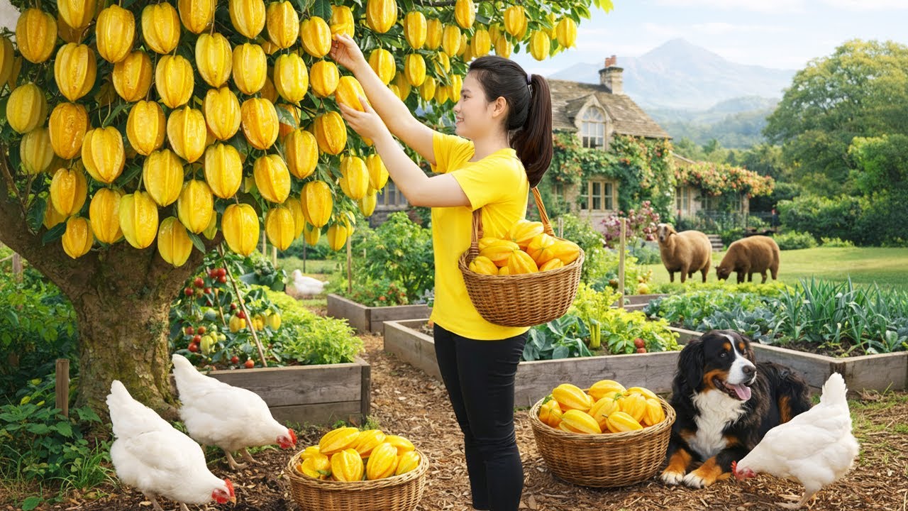 Harvesting 100kg Fresh Star Fruit and Selling at the Market | Thuy Countryside