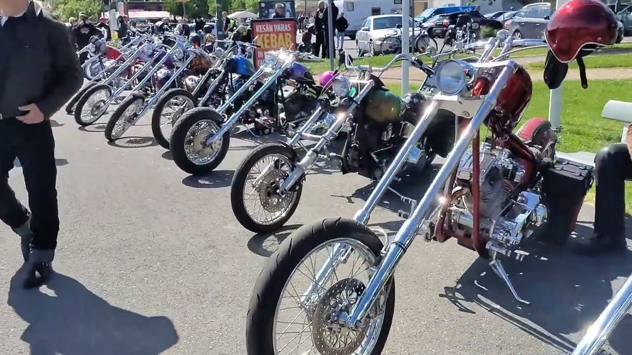 Harley-Davidson pitkäkeulat Long John Chopper kokoontumistapahtuma. Lappeenrannan satamassa 1.7.2025