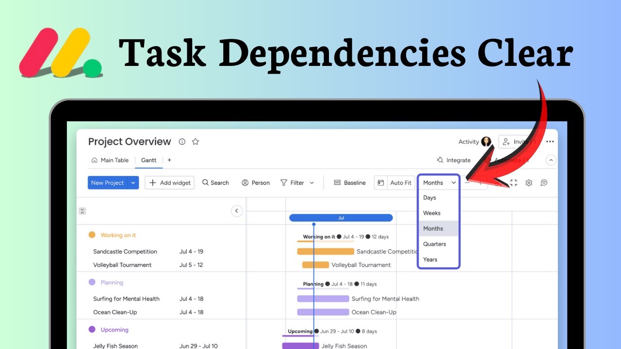 How to create a Gantt chart on monday.com (Dependency Flow)