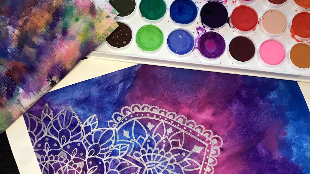 Como hacer: Mandalas en fondo acuarela, Paso a Paso | DIY Watercolor Background with mandala