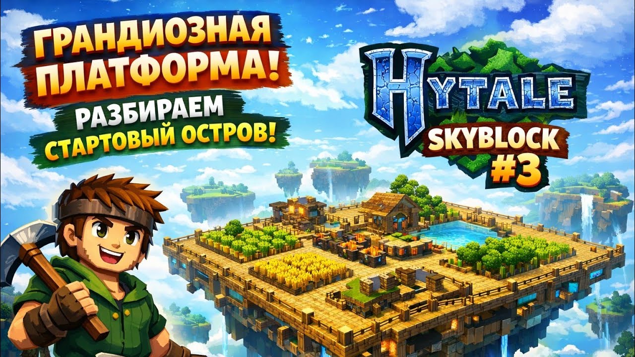ГРАНДИОЗНАЯ ПЛАТФОРМА и Разбираем стартовый остров! — Hytale Skyblock #3