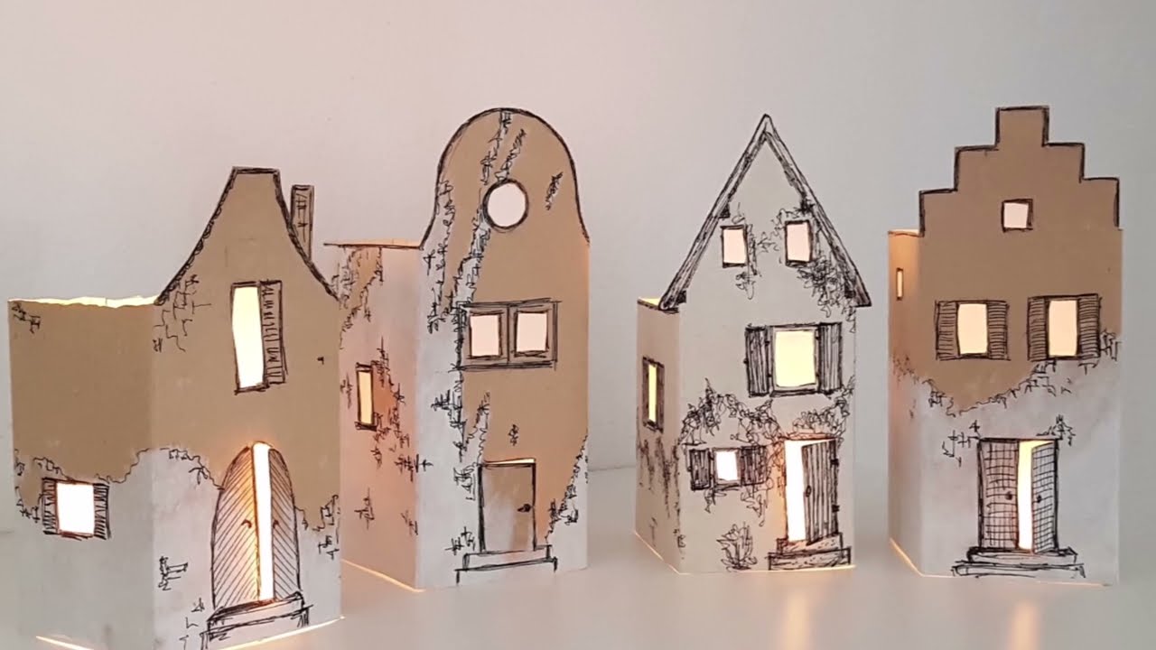 Upcycling - Deko für Herbst und Winter -Tetrapack Lichterhaus - Windlicht - Teil 1