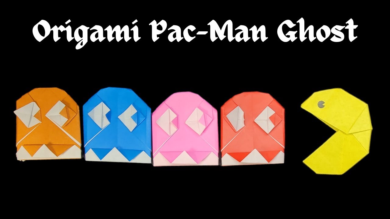 Origami Pac-Man Ghost. How To Make Easy Game Toys. Easy Pac-Man Ghost Step By Step Tutorial.