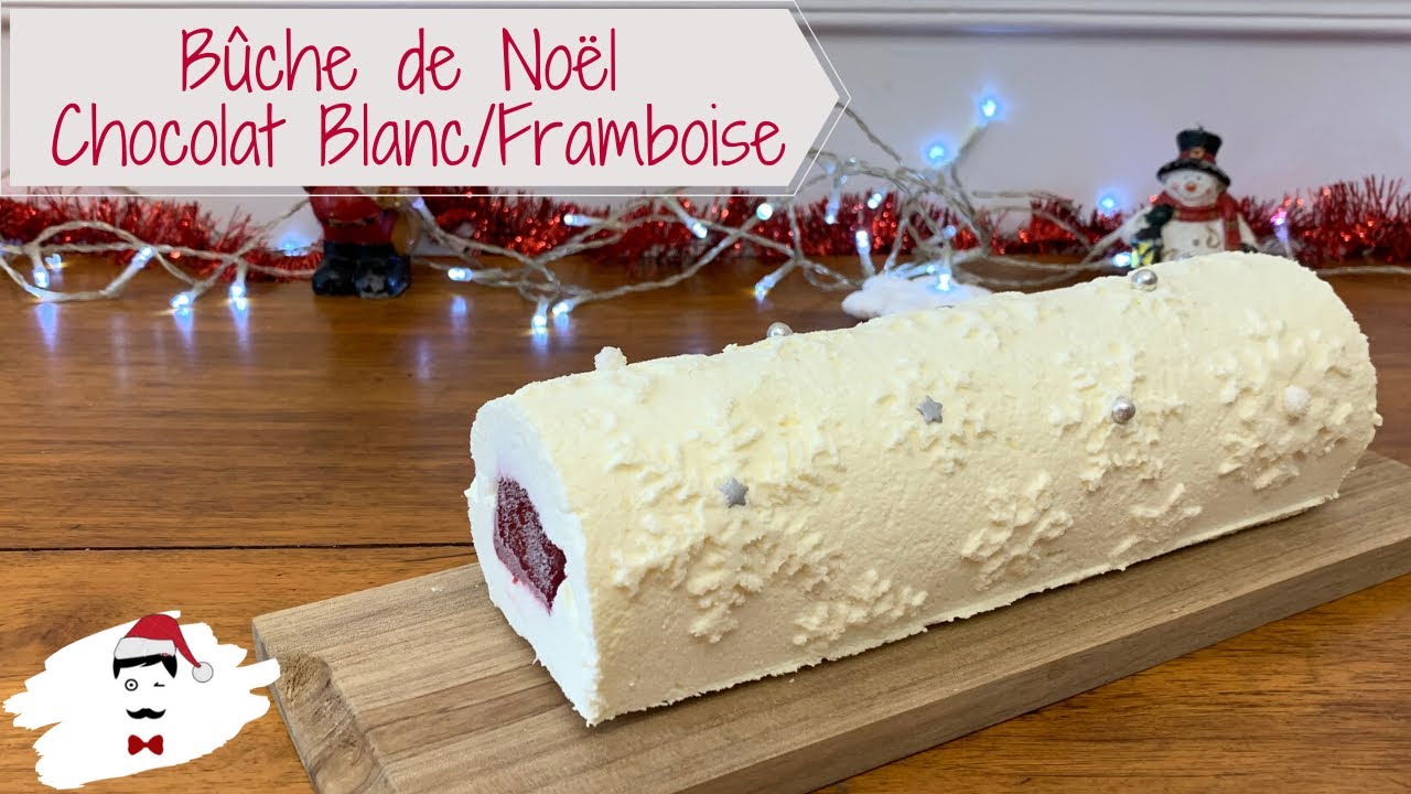 BÛCHE DE NOËL CHOCOLAT BLANC, FRAMBOISE 🌲