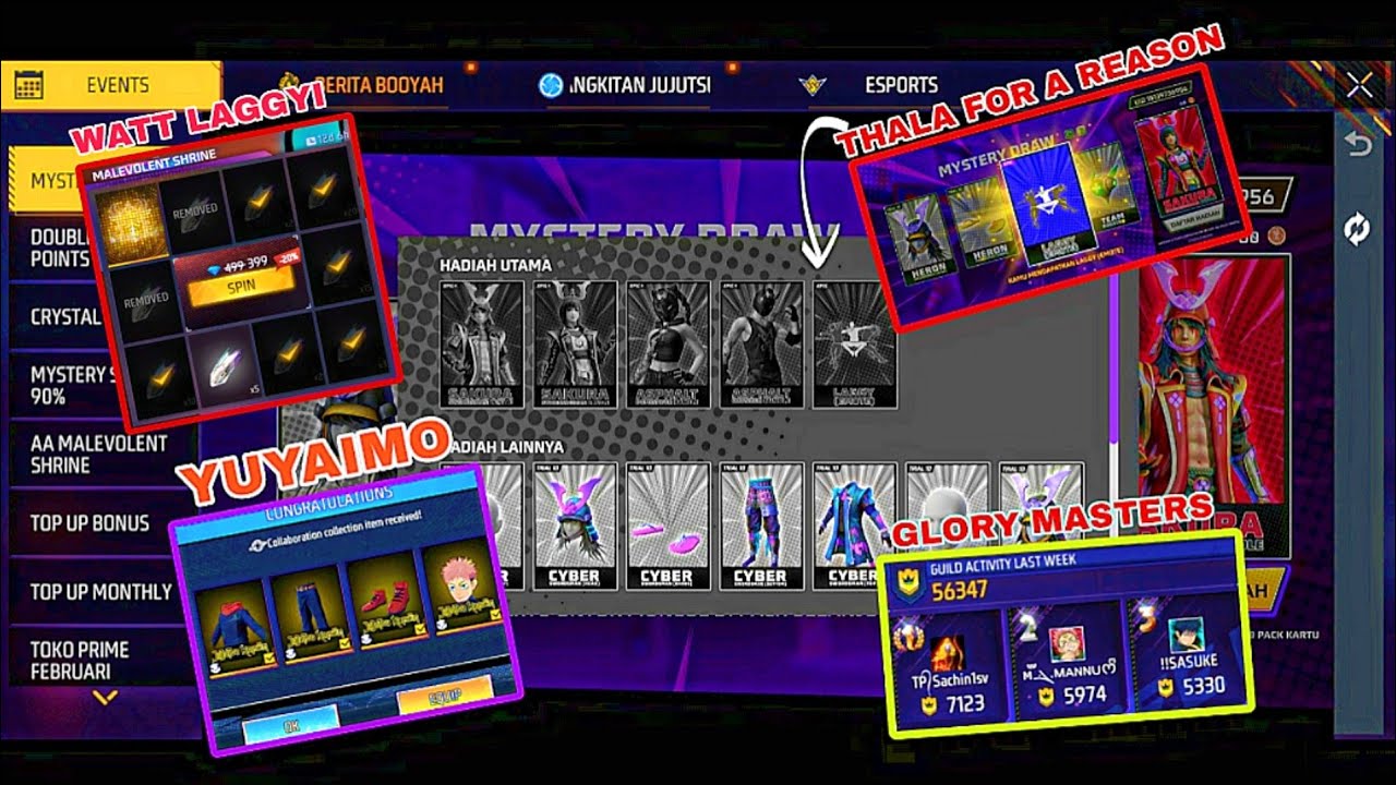 I GOT ALL ITEMS IN MYSTERY DRAW EVENT IN FREE FIRE INDONESIA SERVER 🇮🇩❤️‍🩹 