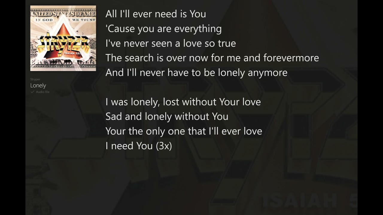Lonely (with Lyrics) Stryper/In God We Trust