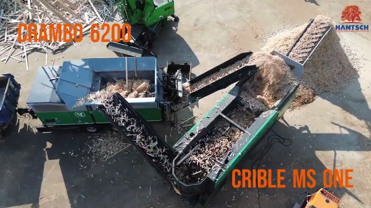 Broyage de Bois A Crambo 6200 et crible à étoiles avec retour automatique