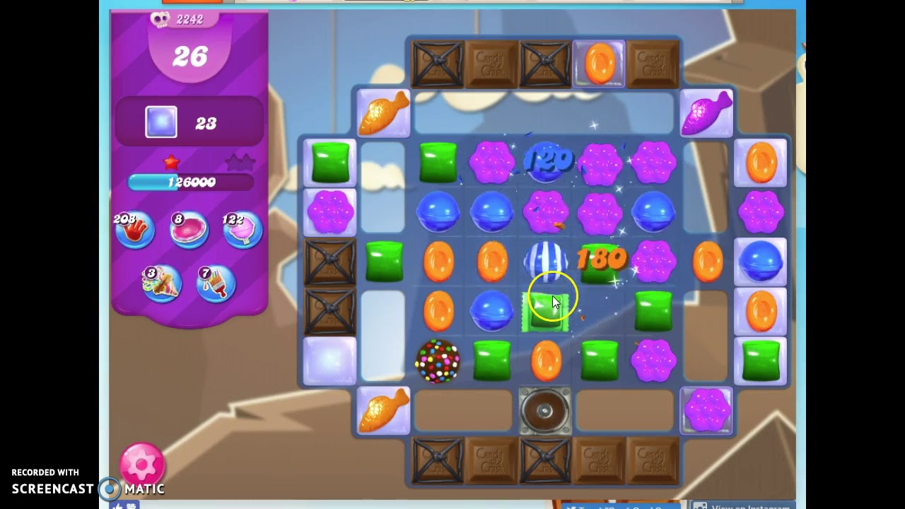 Candy Crush Level 2242 Audio Talkthrough, 1 Star 0 Boosters