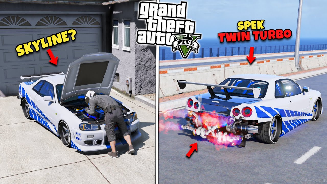 Aku Modif MOBIL SKYLINE R34 Spek Twin Turbo - GTA 5 MOD