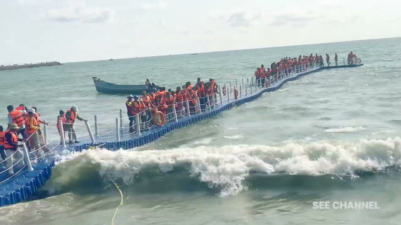 Kerala installs floating bridge at  Calicut Beypore beach for a ride on waves- Watch