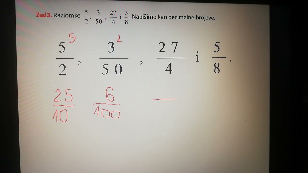 decimalni i postotni zapis razlomka, postotak. 75.