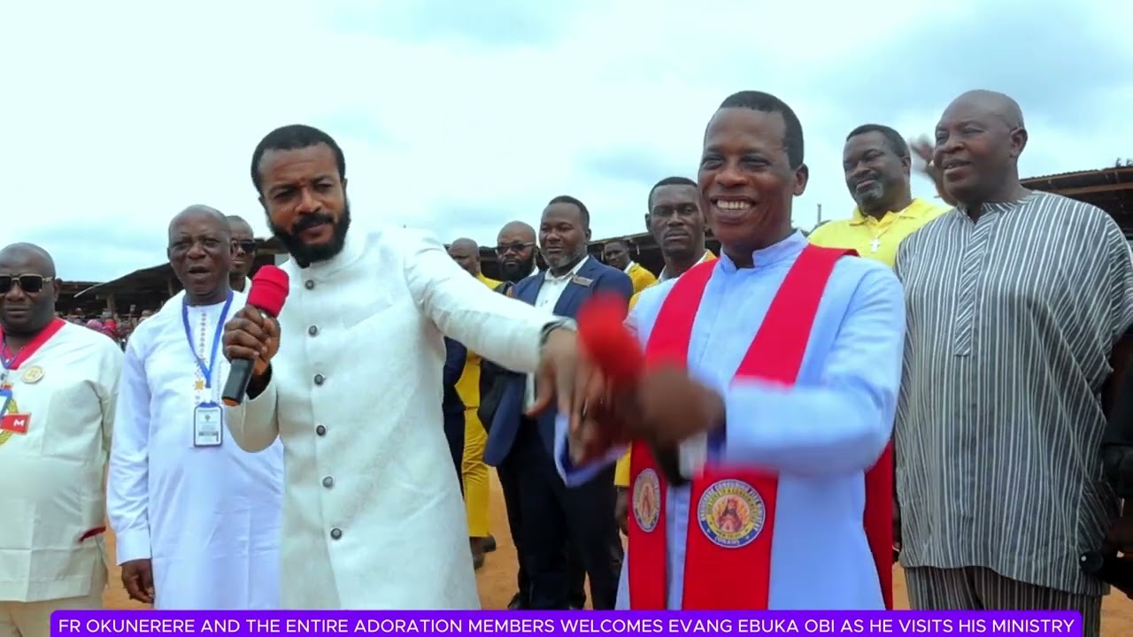 Fr Okunerere welcome Evang Ebuka Obi his Adoration Ministry.