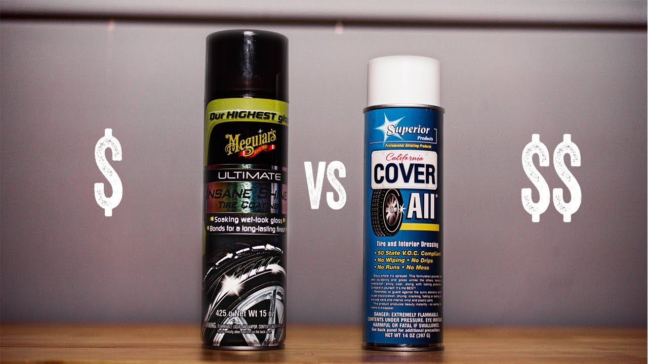CHEAP VS EXPENSIVE: COVERALL TIRE SHINE VS MEGUIARS INSANE TIRE SHINE COATING