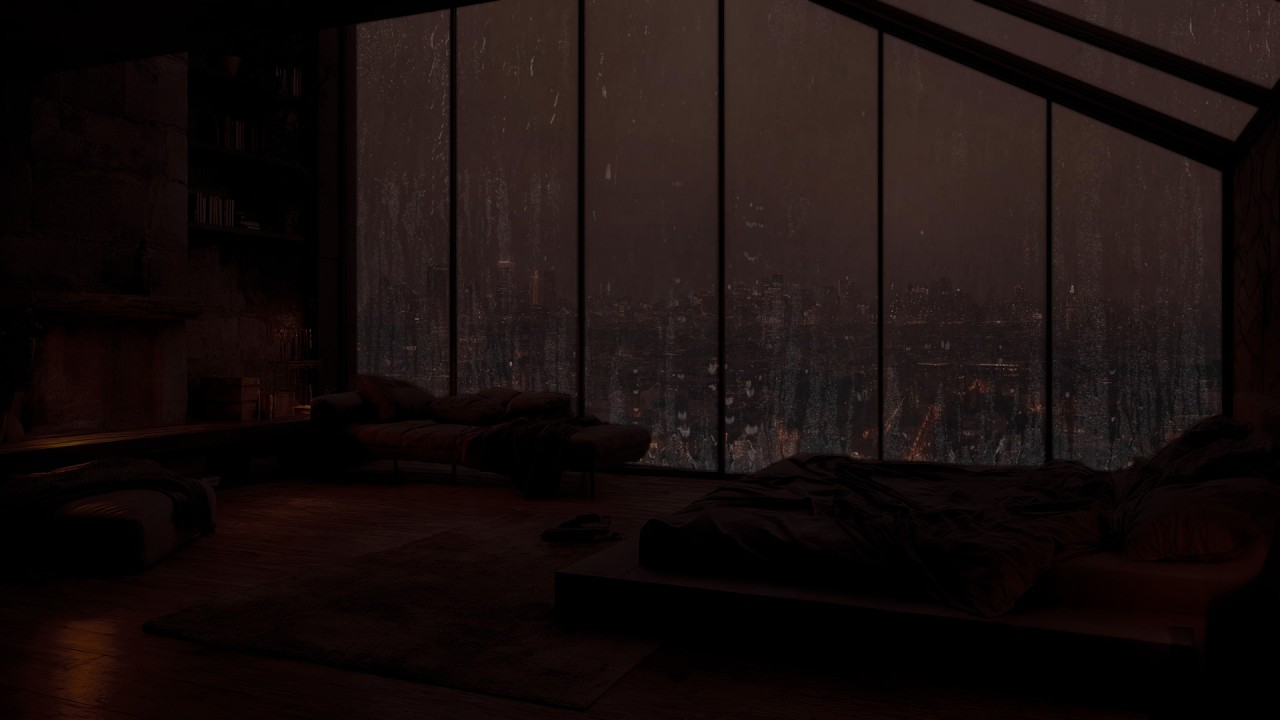 Rain Sounds for Sleep🌧️Serene Gentle Rain on Window & City Lights in New York City for Stress Relief