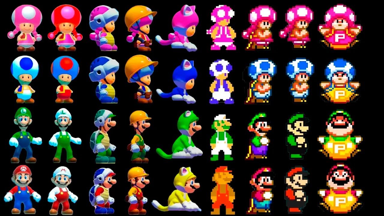 Super Mario Maker 2 - 4 Players All Power-Ups (Mario, Luigi, Toad, Toadette)