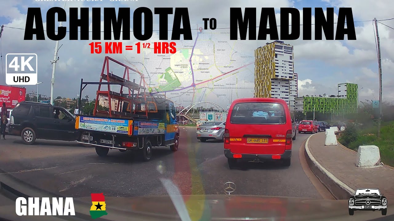 Achimota to Madina Drive via Accra Airport Residential Area in Ghana 4K
