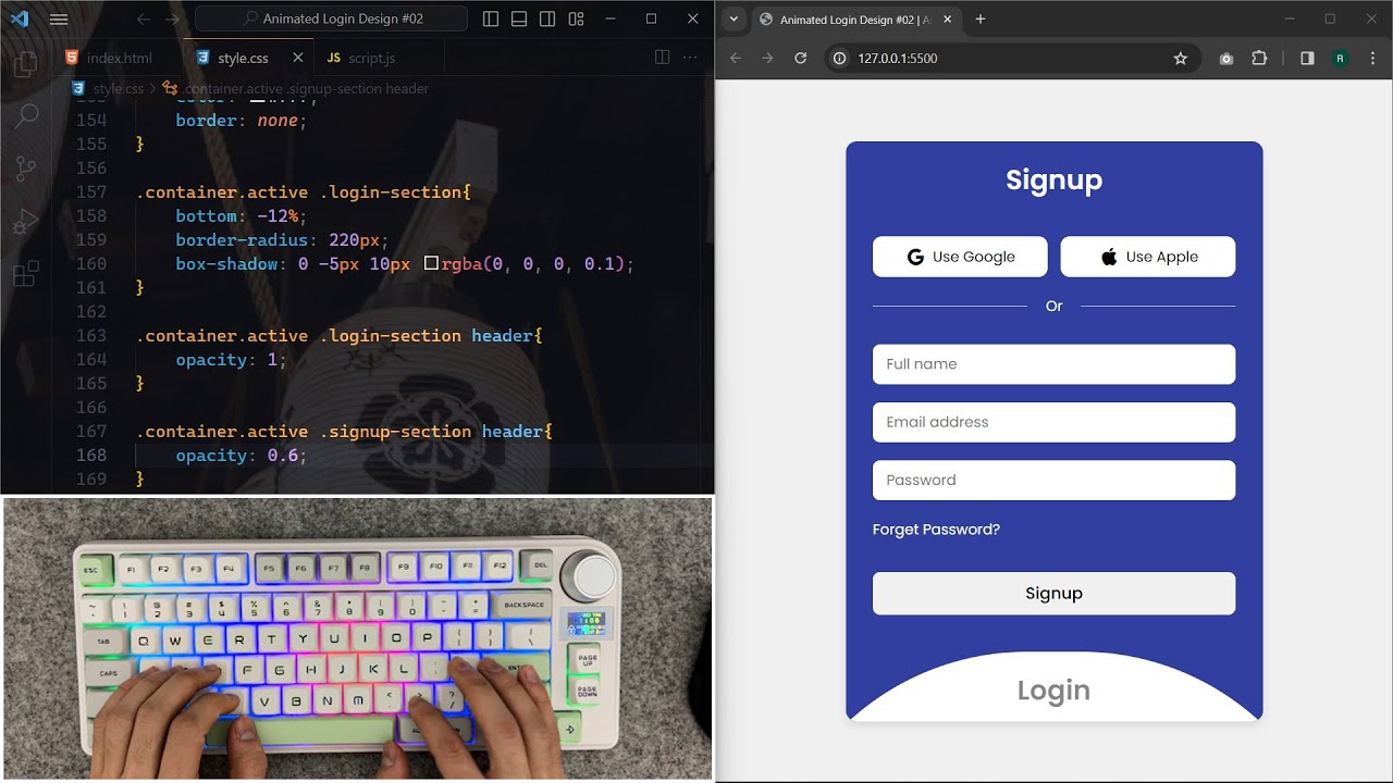 ASMR Programming - Animated Login Page - No Talking