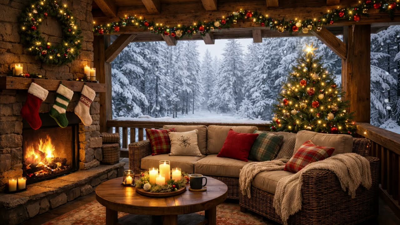 Silent Hours 4K | Cozy Christmas Cabin Ambience 🎄🔥 | Fireplace, Snow & Warm Winter Calm